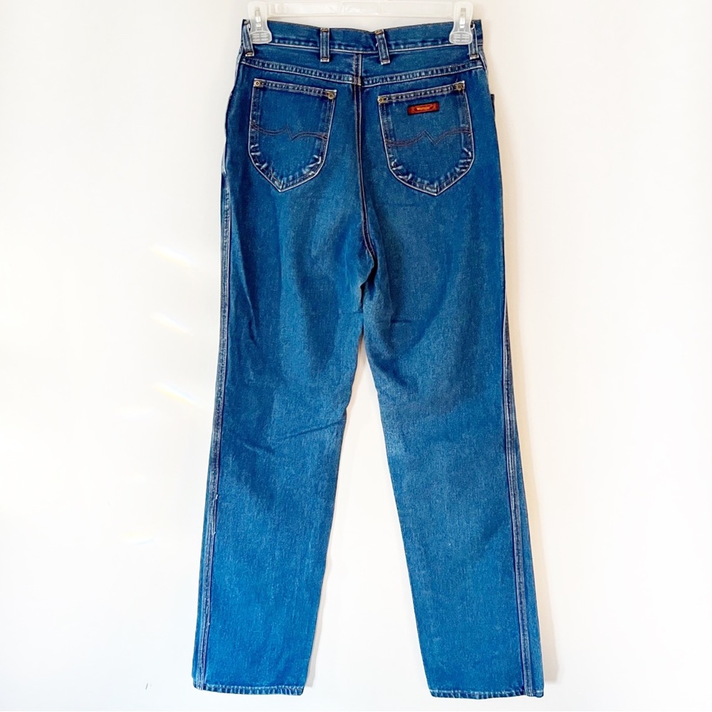 Vintage Wrangler Straight Leg High Rise Jeans No Fault Flat Front Blue Jeans 29 - Picture 2 of 14